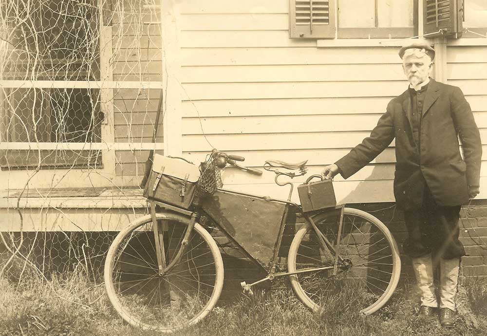 Reverend Smith with his bike. 